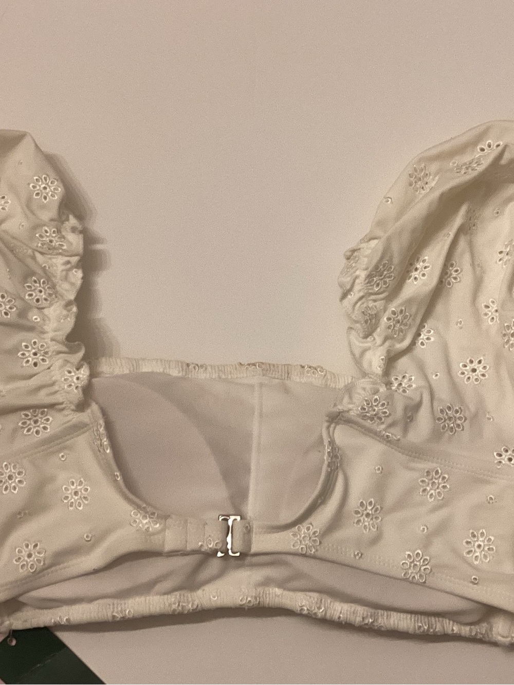Target Cream Eyelet Ruffle-Trim Cropped Top - Picture 4 of 8